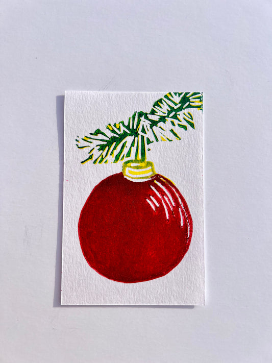 Red Ornament Linoprint